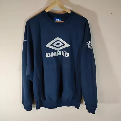 Umbro Pro Training 90's Vintage Navy Football Sweater Jumper X-Large Embroidered • £69.99