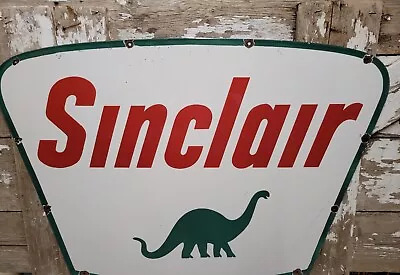 Vintage Sinclair Porcelain Sign 42  Old Dino Gasoline & Motor Oil Co Advertising • $1976.49