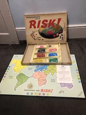 Rare Vintage 1960s Waddingtons Risk Board Game Complete GC Christmas • £15