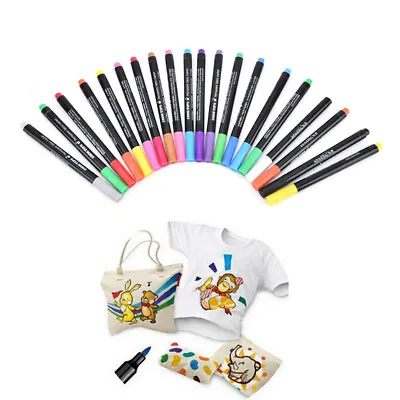 T-Shirt Permanent Fabric Paint Marker Pen Textile Clothes Shoes DIY 20 Color Je • £3.10