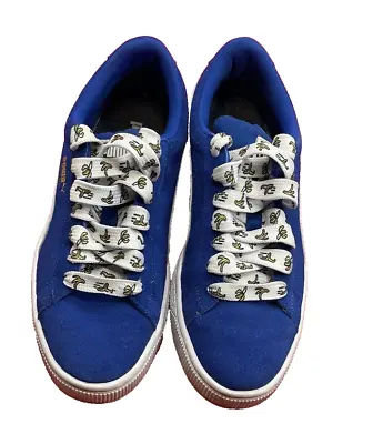 Puma Minions Suede JR Big Kids Boys Casual Shoes Blue - Size US 7C / 27.5cm • $15