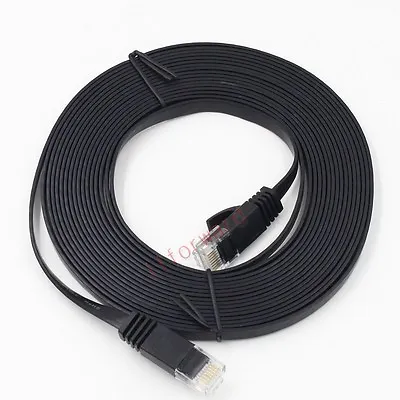 10M 30ft Cat 6 Flat RJ45 Ethernet Network Internet Lan DSL Router Cable Black • $9.99