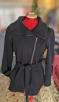Merona Black Lightweight Zippered Belted Jacket Size S/P FREE Shipping! • $19.99