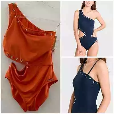 Michael Kors One-Shoulder Cutout One Piece Swimsuit In Mimosa Orange Size 14 NWT • $74.99