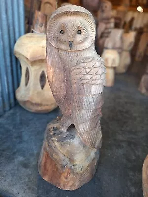 Chainsaw Carving Owl Great Gift Idea Elm Wood Home Garden  Sculpture Art Craft  • £230