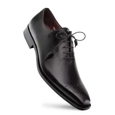 NEW Mezlan Genuine Leather Dress Shoes Cupula Patina Whole Cut Oxford Black • $395