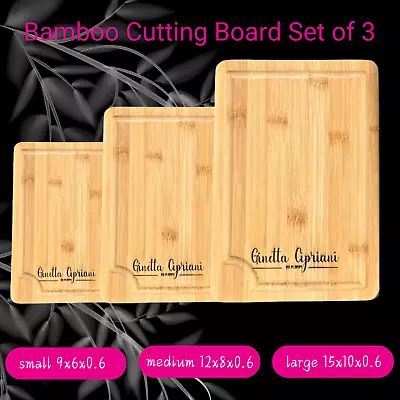 Bamboo Cutting Board  3 Pc Set  Personalized Bamboo Natural Wooden • $39