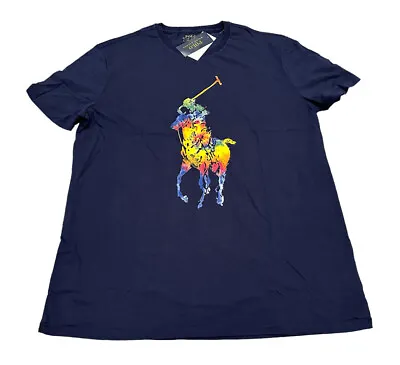 NEW Polo Ralph Lauren Mens Rainbow Big Pony T-Shirt Blue Size Small S NWT • $23.09