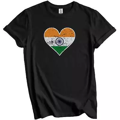 Indian Flag Heart India Love Distressed T-Shirt • $24.99