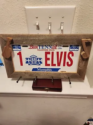 Tenn Memphis 1 Elvis Bicentennial License Plate Wooden Framed Key Rack • $32