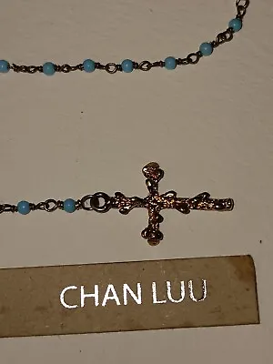 Chan Luu Rosary Necklace Goldtone Marked 925 / Turquoise Beads NWT • £76.17