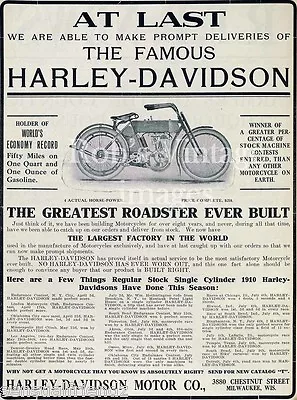 Harley Davidson Vintage Antique Motorcycle Poster Ad 1910 USA Art Print 8 X10 • $9.98