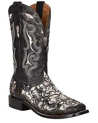 Corral Men's Exotic Python Skin Inlay Western Boot - Square Toe Black 11 EE • $262.14