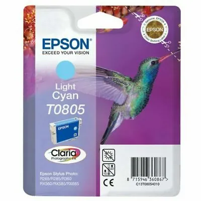 £14.41 • Buy New Epson T0805 Light Cyan Ink Cartridge Stylus R265 R285 R360 RX560 PX830FWD