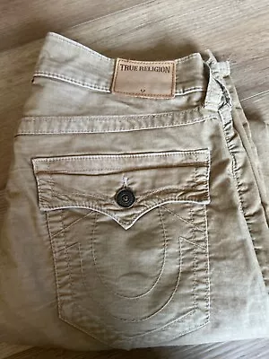 Mens True Religion Jeans Tan Corduroy Size 33 Waist RICKY Model • $35