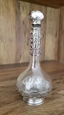 L Vintage Antique Perfume Bottle Or Liquor Decanter Metal Filligre • $5