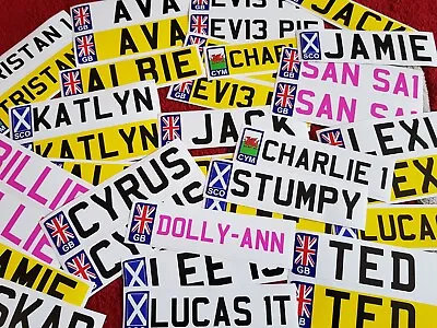 1 Or 2 Personalised Kids NUMBER PLATE Stickers For Child's Ride On Toy Car Jeep • £2.25