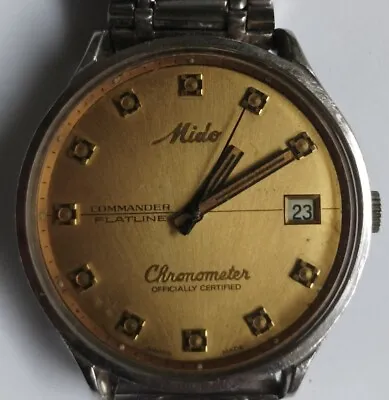 Mido Commander Flatline Chronometer Men Automatic Rare Vintage Watch • $129