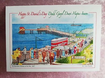 Mumbles Railway At The Pier 1927- St David's Day Card - Tony Paultyn • £2.99