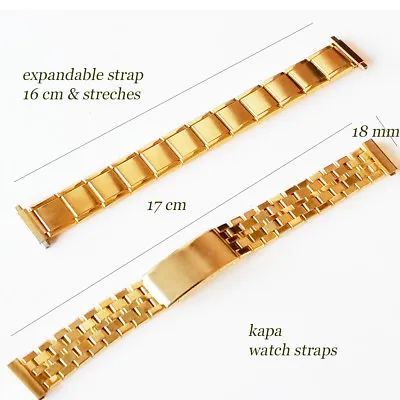 Watch Strap Gold Men Expandable Fits Size 16 To 22 Mm Expandable/bracelet • £9.95