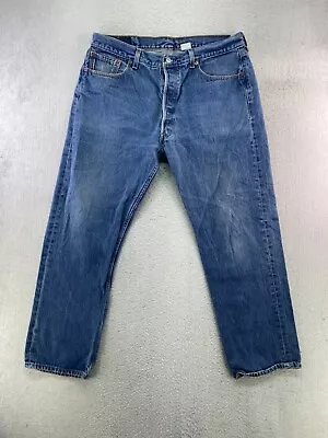 Vintage Levis 501 Mens Size 36x29* Shrunken Blue Button Fly Straight Jeans • $22.45