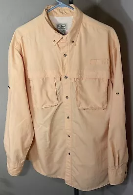 L.L. Bean Vented Fishing Shirt Pale Orange Peach Long Sleeve Size L • $22.99
