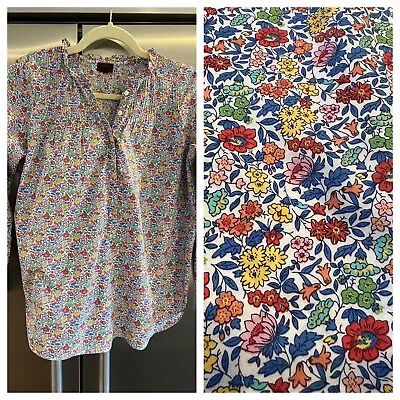 J. Crew Liberty Fabric Womens Cotton Top Tunic Ruching Buttons Size 0 • $18.90