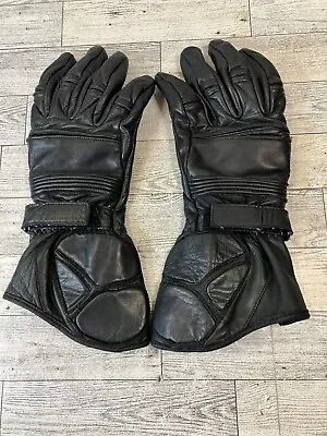 Motorcycle Leather Gauntlet Gloves With Lining Men's M Med Free Ship • $30