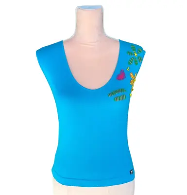 Vintage Y2K Miss Sixty Blue Tank With Embroidered Appliques Size Small • $50