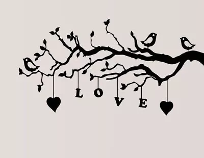 Love Birds On Tree Branch With Words Design Wall Art Decal Vinyl Sticker • £3.49