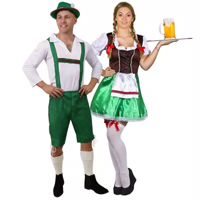 Bavarian Brown Couples Costume Oktoberfest Beer Festival Men Ladies Fancy Dress • £23.99