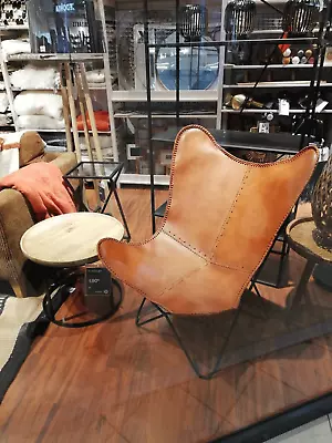 Vintage Leather Butterfly Chair Leather Accent Chair BKF Living Room Chair • $144.99