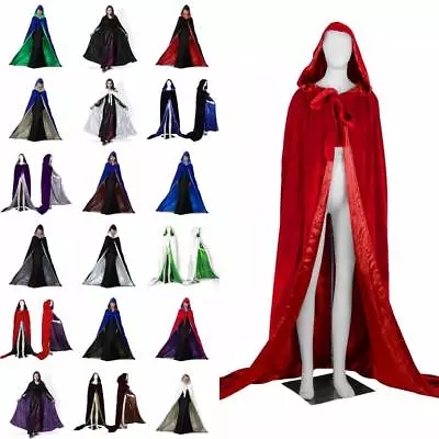 Hooded Cloak/Cape Halloween Medieval Wedding Pagan Witch-Various Colours 150CM • £35.99