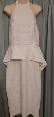 $28 • Buy Nwt Asos White Halter Neck Dress. Peplum Style.  Tagged Uk 16.