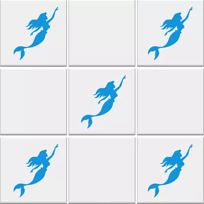 Tile Stickers MERMAID Nautical Bathroom Vinyl Decal Wall Transfers *2 SIZES* • £3.49