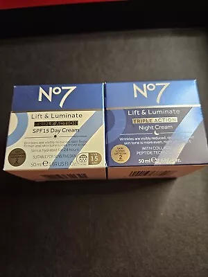 No7 Lift And Luminate Triple Action SPF15 Day Cream And Night Cream  Both 50ml • £32.99