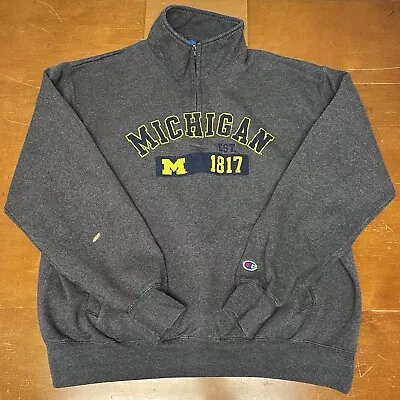 Vintage Michigan Wolverines Sweater Mens XL Pullover Fleece 1/4 Zip Champion • $19.95