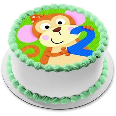 2. Birthday Monkey Cake Topper Edible Muffin Party Decoration New Gift Cupcake • $7.86