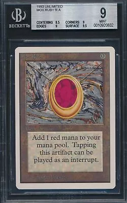 Unlimited Mox Ruby BGS 9 Graded Magic MTG (0832) -magicgraders- • $7100