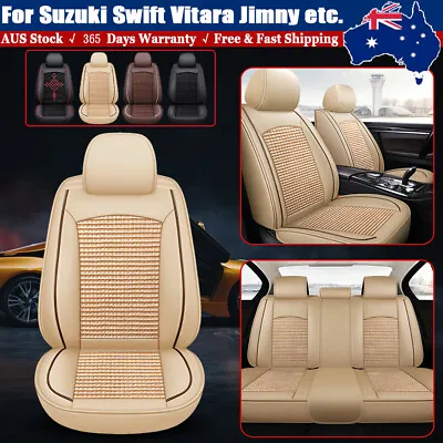 $99.94 • Buy Leather Seat Covers Full Set 5-Sits Front & Rear Cushion Embroidered For Suzuki