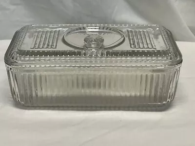 Vintage Federal Glass Ribbed Rectangle Embossed Refrigerator Dish With Lid 8.75  • $12.95