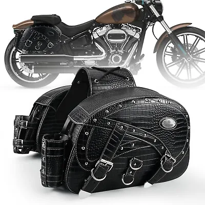 15  Motorcycle Leather Saddlebags Luggage Waterproof For Harley Dyna Wide Glide • $123.49