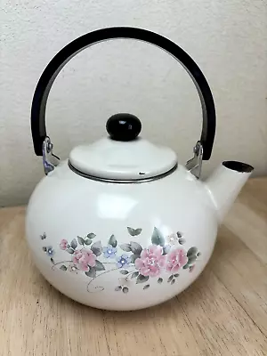 Kettle Enamel Shabby Chic Country Cottage Vintage Retro Floral Decor Farmhouse • $12.95