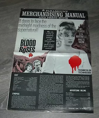 ROGER VADIM Film BLOOD And ROSES PROMO HORROR MOVIE PRESSBOOK ELSA MARTINELLI • $9.99