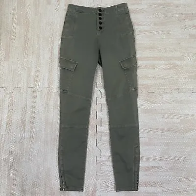 J Brand Womens Brigitte Sky High Utility Cargo Olive Green Pants Size 24 • $4.99