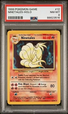 Pokémon 1999 Base Set Ninetales Rare Holo 12/102 PSA 8 - Mint/NM Unlimited • $73.75