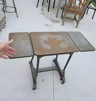 $145 • Buy Vtg 40s Luxco Rolling/Locking Metal Typewriter Cart Gray Drop Side Doctors Table