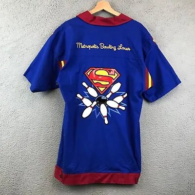 Vintage Warner Bros Superman Metropolis Bowling Lanes Shirt Mens Size M • $79.99