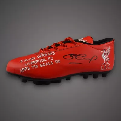 £125 • Buy STEVEN GERRARD Signed Liverpool Career Stats Boot COA £125