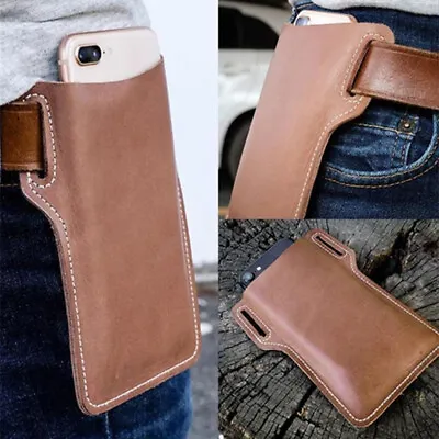Men Cell Phone Belt Pack Bag Loop Waist Holster Pouch Case​ Leather Wallet Cover • $4.99